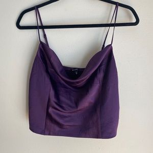 Purple Cowl Neck Party Top